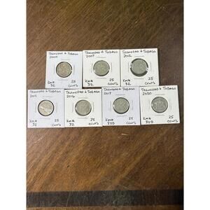 Lot of 7 Trinidad and Tobago Coin-25 Cents-Circulated KM32 KM32B Multiple Years